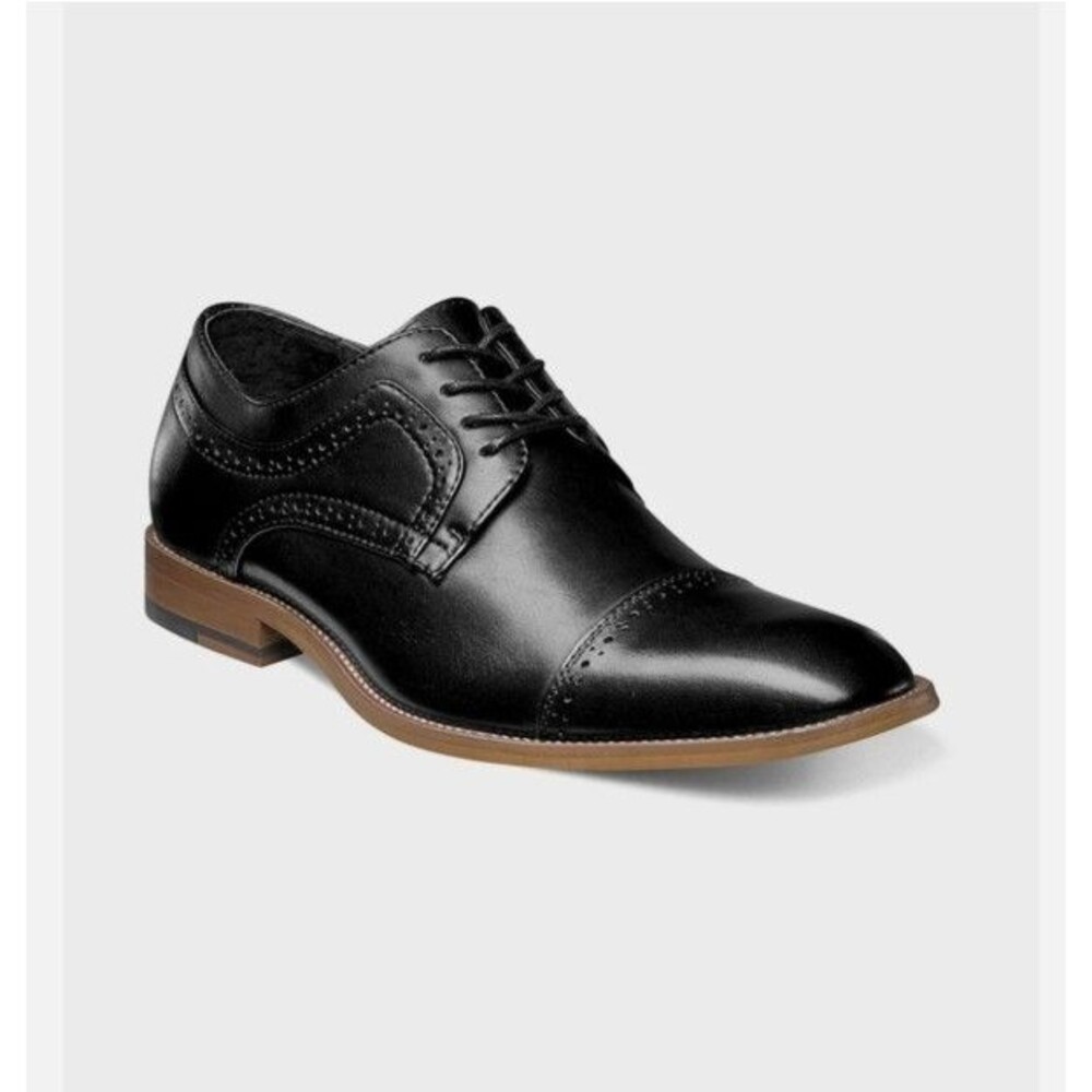 EUC Stacy Adams Men's Dickinson 25066-001 Cap Toe Black Leather Modern Oxford 6M